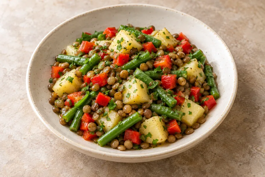 Herbed lentil potato salad — illustrative serving suggestion