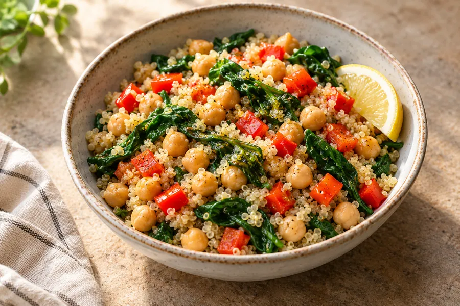 Lemon chickpea quinoa bowl — illustrative serving suggestion