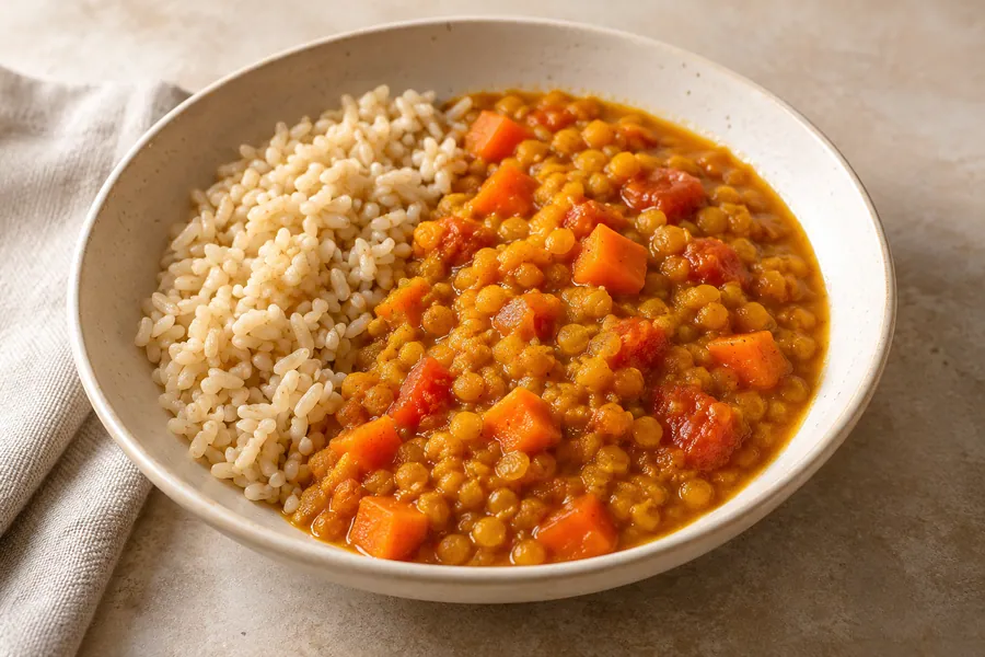 Red lentil carrot dal — illustrative serving suggestion