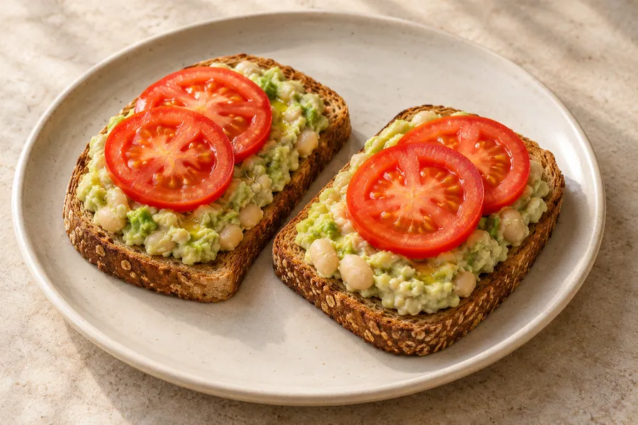 White bean avocado toast — illustrative serving suggestion